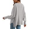 imageDisamer Womens 2025 Fall Sweaters Trendy Long Sleeve Lace V Neck Color Block Striped Oversized Pullover Knitted TopsGray