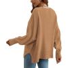 imageDisamer Womens 2025 Fall Sweaters Trendy Long Sleeve Lace V Neck Color Block Striped Oversized Pullover Knitted TopsKhaki