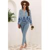 imageDisamer Womens T Shirts 2025 Fashion Tops Long Sleeve Pleated Dressy Casual Button Down Blouses Fall ClothesFloral Blue