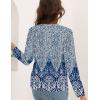 imageDisamer Womens T Shirts 2025 Fashion Tops Long Sleeve Pleated Dressy Casual Button Down Blouses Fall ClothesFloral Blue