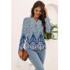 imageDisamer Womens T Shirts 2025 Fashion Tops Long Sleeve Pleated Dressy Casual Button Down Blouses Fall ClothesFloral Blue