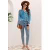 imageDisamer Womens T Shirts 2025 Fashion Tops Long Sleeve Pleated Dressy Casual Button Down Blouses Fall ClothesFlower Blue