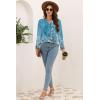 imageDisamer Womens T Shirts 2025 Fashion Tops Long Sleeve Pleated Dressy Casual Button Down Blouses Fall ClothesFlower Blue