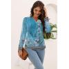 imageDisamer Womens T Shirts 2025 Fashion Tops Long Sleeve Pleated Dressy Casual Button Down Blouses Fall ClothesFlower Blue