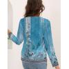 imageDisamer Womens T Shirts 2025 Fashion Tops Long Sleeve Pleated Dressy Casual Button Down Blouses Fall ClothesFlower Blue