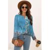 imageDisamer Womens T Shirts 2025 Fashion Tops Long Sleeve Pleated Dressy Casual Button Down Blouses Fall ClothesFlower Blue