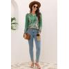 imageDisamer Womens T Shirts 2025 Fashion Tops Long Sleeve Pleated Dressy Casual Button Down Blouses Fall ClothesFlower Green