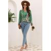imageDisamer Womens T Shirts 2025 Fashion Tops Long Sleeve Pleated Dressy Casual Button Down Blouses Fall ClothesFlower Green