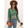 imageDisamer Womens T Shirts 2025 Fashion Tops Long Sleeve Pleated Dressy Casual Button Down Blouses Fall ClothesFlower Green