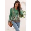 imageDisamer Womens T Shirts 2025 Fashion Tops Long Sleeve Pleated Dressy Casual Button Down Blouses Fall ClothesFlower Green