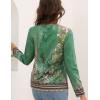 imageDisamer Womens T Shirts 2025 Fashion Tops Long Sleeve Pleated Dressy Casual Button Down Blouses Fall ClothesFlower Green