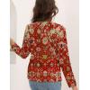 imageDisamer Womens T Shirts 2025 Fashion Tops Long Sleeve Pleated Dressy Casual Button Down Blouses Fall ClothesFlower Red