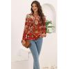 imageDisamer Womens T Shirts 2025 Fashion Tops Long Sleeve Pleated Dressy Casual Button Down Blouses Fall ClothesFlower Red