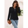 imageDisamer Womens T Shirts 2025 Fashion Tops Long Sleeve Pleated Dressy Casual Button Down Blouses Fall ClothesPure Black