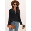 imageDisamer Womens T Shirts 2025 Fashion Tops Long Sleeve Pleated Dressy Casual Button Down Blouses Fall ClothesPure Black