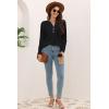 imageDisamer Womens T Shirts 2025 Fashion Tops Long Sleeve Pleated Dressy Casual Button Down Blouses Fall ClothesPure Black