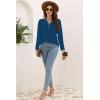 imageDisamer Womens T Shirts 2025 Fashion Tops Long Sleeve Pleated Dressy Casual Button Down Blouses Fall ClothesPure Blue