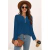 imageDisamer Womens T Shirts 2025 Fashion Tops Long Sleeve Pleated Dressy Casual Button Down Blouses Fall ClothesPure Blue