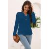 imageDisamer Womens T Shirts 2025 Fashion Tops Long Sleeve Pleated Dressy Casual Button Down Blouses Fall ClothesPure Blue