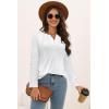 imageDisamer Womens T Shirts 2025 Fashion Tops Long Sleeve Pleated Dressy Casual Button Down Blouses Fall ClothesPure White