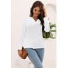 imageDisamer Womens T Shirts 2025 Fashion Tops Long Sleeve Pleated Dressy Casual Button Down Blouses Fall ClothesPure White