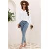 imageDisamer Womens T Shirts 2025 Fashion Tops Long Sleeve Pleated Dressy Casual Button Down Blouses Fall ClothesPure White