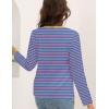 imageDisamer Womens T Shirts 2025 Fashion Tops Long Sleeve Pleated Dressy Casual Button Down Blouses Fall ClothesStriped Blue