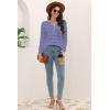 imageDisamer Womens T Shirts 2025 Fashion Tops Long Sleeve Pleated Dressy Casual Button Down Blouses Fall ClothesStriped Blue