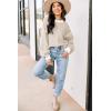 imageWomens Sweaters Fall 2025 Fashion Long Sleeve Color Block Oversized Sweater Trendy Casual Crew Neck Knitted Tops PulloverApricot