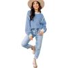 imageWomens Sweaters Fall 2025 Fashion Long Sleeve Color Block Oversized Sweater Trendy Casual Crew Neck Knitted Tops PulloverBlue