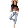imageWomens Sweaters Fall 2025 Fashion Long Sleeve Color Block Oversized Sweater Trendy Casual Crew Neck Knitted Tops PulloverColor Black