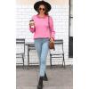 imageWomens Sweaters Fall 2025 Fashion Long Sleeve Color Block Oversized Sweater Trendy Casual Crew Neck Knitted Tops PulloverPink