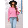 imageWomens Sweaters Fall 2025 Fashion Long Sleeve Color Block Oversized Sweater Trendy Casual Crew Neck Knitted Tops PulloverPink