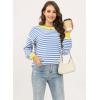 imageWomens Sweaters Fall 2025 Fashion Long Sleeve Color Block Oversized Sweater Trendy Casual Crew Neck Knitted Tops PulloverStripe Color Blue