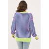 imageWomens Sweaters Fall 2025 Fashion Long Sleeve Color Block Oversized Sweater Trendy Casual Crew Neck Knitted Tops PulloverStripe Color Green
