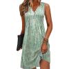 imageDisamer Beach Dresses for Women 2025 Vacation Swim Cover up VNeck Summer Dress Button Down Sleeveless Boho Floral SundressDewdrop Green