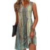 imageDisamer Beach Dresses for Women 2025 Vacation Swim Cover up VNeck Summer Dress Button Down Sleeveless Boho Floral SundressDewdrop Yellow