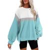 imageDisamer Sweatshirts for Women Crew Neck Fall Clothes 2024 Fashion Warm Loose Fit Teen Girls Oversized Pullover TopsColor Blue
