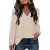 imageDisamer Women Casual Blouse Fashion 2025 Clothes Fall V Neck Long Puff Sleeve Shirts Lightweight Summer Tunic Tops TrendyApricot