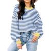 imageWomens Sweaters Fall 2025 Fashion Long Sleeve Color Block Oversized Sweater Trendy Casual Crew Neck Knitted Tops PulloverStripe Color Blue