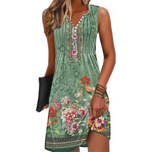 imageDisamer Beach Dresses for Women 2025 Vacation Swim Cover up VNeck Summer Dress Button Down Sleeveless Boho Floral SundressFloral Rose