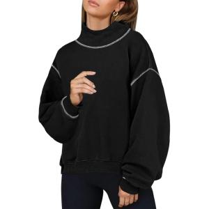 imageDisamer Fall Clothes for Women 2023 Trendy Mock Turtleneck Sweatshirts Oversized Casual Solid Color Long Sleeve Pullover Tops