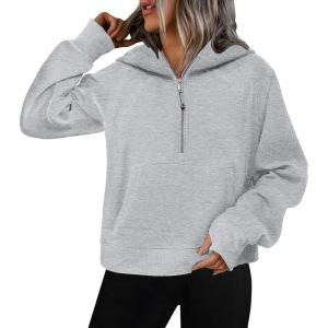 imageDisamer Womens Oversized Sweatshirts Hoodies 2024 Fall Clothes Fashion Outfits Y2K Fleece Quarter Half Zip Pullover TopsSGray