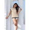 imageDisamer Cap Sleeve Knit Sweater Tops Sleeveless Vest 2025 Spring Clothes Oversized Summer Tank Trendy Short Sleeve T ShirtsLine Apricot