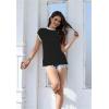 imageDisamer Cap Sleeve Knit Sweater Tops Sleeveless Vest 2025 Spring Clothes Oversized Summer Tank Trendy Short Sleeve T ShirtsPure Black