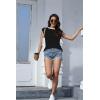 imageDisamer Cap Sleeve Knit Sweater Tops Sleeveless Vest 2025 Spring Clothes Oversized Summer Tank Trendy Short Sleeve T ShirtsPure Black