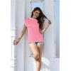 imageDisamer Cap Sleeve Knit Sweater Tops Sleeveless Vest 2025 Spring Clothes Oversized Summer Tank Trendy Short Sleeve T ShirtsPure Pink