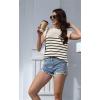 imageDisamer Cap Sleeve Knit Sweater Tops Sleeveless Vest 2025 Spring Clothes Oversized Summer Tank Trendy Short Sleeve T ShirtsStripe Apricot