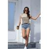 imageDisamer Cap Sleeve Knit Sweater Tops Sleeveless Vest 2025 Spring Clothes Oversized Summer Tank Trendy Short Sleeve T ShirtsStripe Khaki