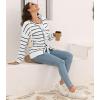 imageDisamer Womens 2025 Knit Cardigan Sweaters Fall Clothes Long Sleeve Fashion Casual Y2k Tie Open Front Cropped JacketsLine White
